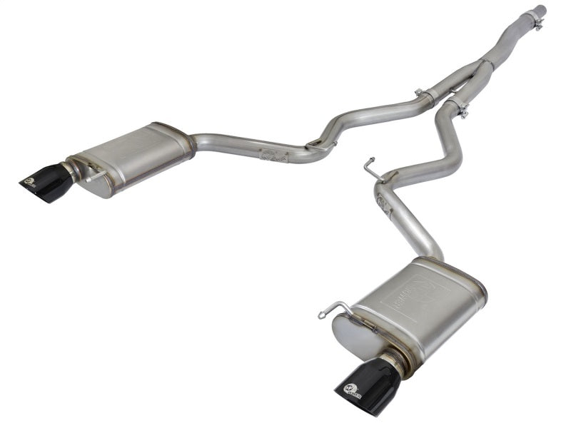 aFe MACHForce XP Exhausts Cat-Back SS-304 EXH w/ Black Tips 15-16 Ford Mustang EcoBoost 2.3L (t) - DTX Performance