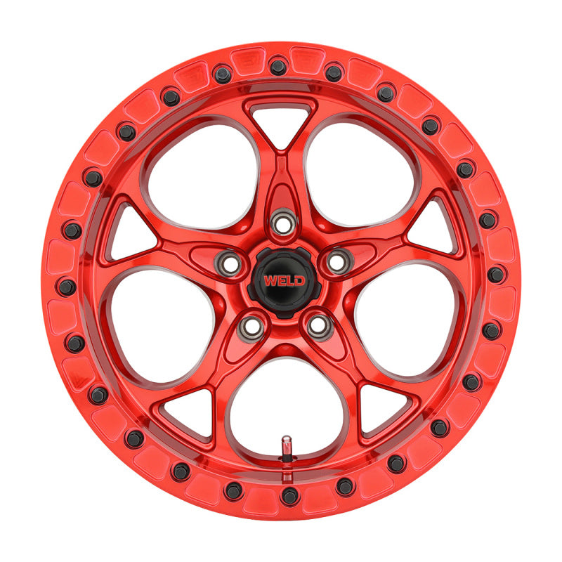 Weld Off-Road W906 17X10 Ledge Beadlock 5X127 ET-25 BS4.50 Candy Red / Red Ring 71.5 - DTX Performance