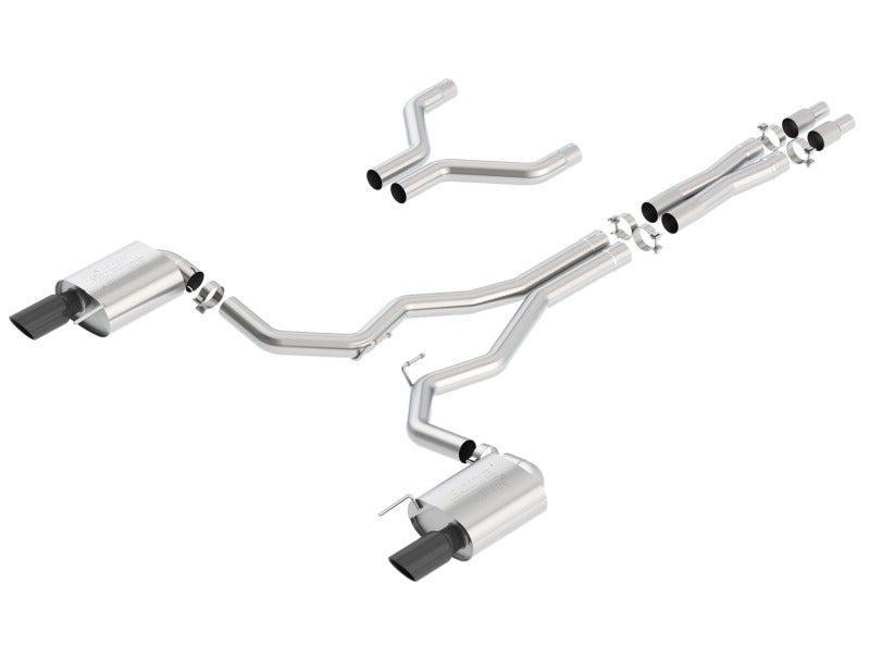 Borla Atak Cat-Back 15-17 Ford Mustang GT 5.0L V8 MT/AT 3in pipe 4in Black Chrome Tips - DTX Performance