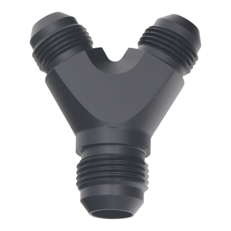 DeatschWerks 8AN Male Flare to 8AN Male Flare to 10AN Male Flare Y Fitting - Anodized Matte Black - DTX Performance