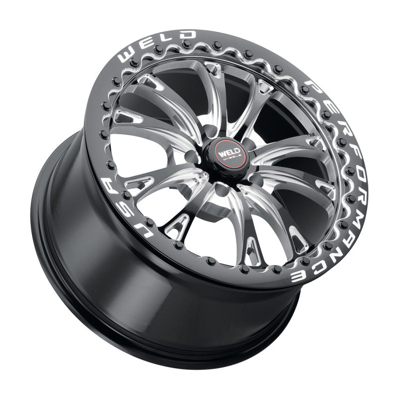 Weld S908 18X10 Belmont Drag Beadlock 5X120 ET45 BS7.25 Gloss Black MIL Dia 78.1 - DTX Performance