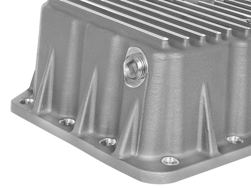 aFe Street Series Engine Oil Pan Raw w/ Machined Fins; 11-17 Ford Powerstroke V8-6.7L (td) - DTX Performance