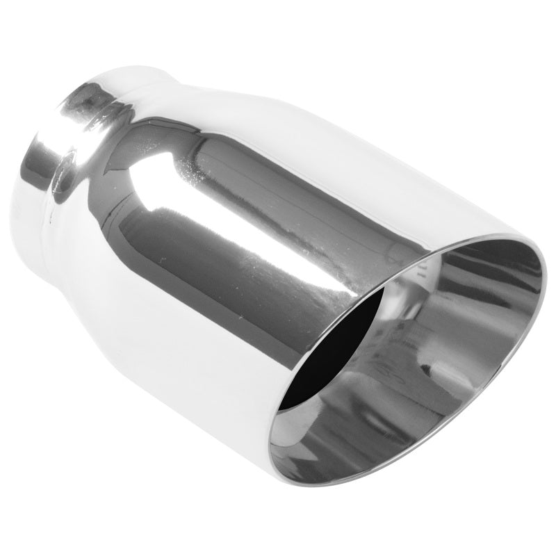 MagnaFlow Tip Stainless Double Wall Round Single Outlet Polished 3.5in DIA 2.5in Inlet 5.5in Length - DTX Performance