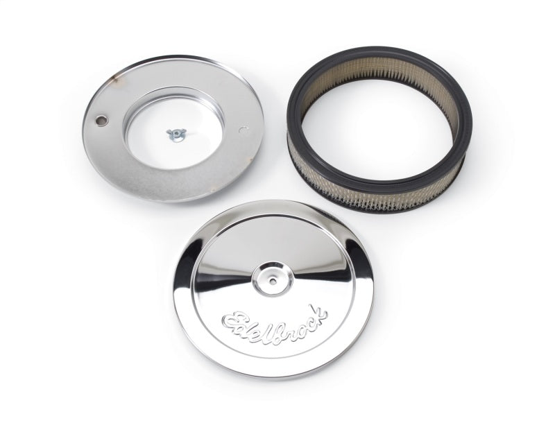 Edelbrock Air Cleaner Pro-Flo Series Round Steel Top Paper Element 10In Dia X 3 5In Chrome - DTX Performance