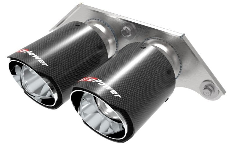 aFe Power Mach Force Xp 4in 304 SS Bolt-On Exhaust Tips Carbon Fiber 14-19 Porsche 911 GT3 3.8L/4.0L - DTX Performance