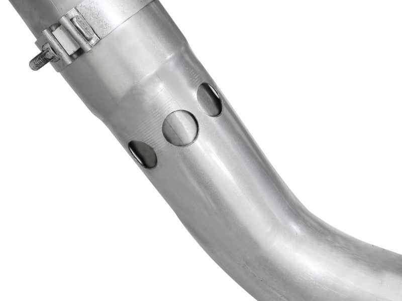 aFe Large Bore-HD 4in 409 Stainless Steel DPF-Back Exhaust w/Black Tip 15-16 Ford Diesel V8 Trucks - DTX Performance