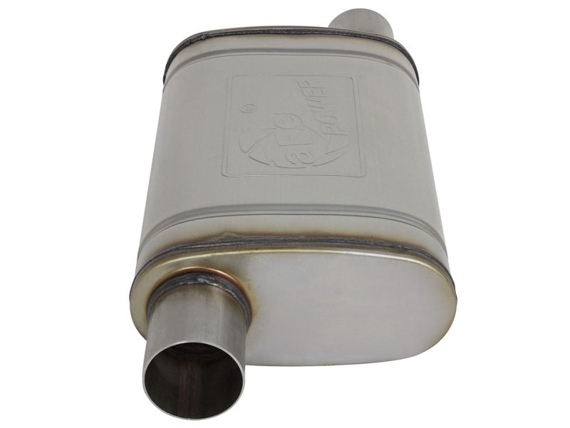 aFe MACH Force-Xp 409 SS Muffler 2.5in Offset Inlet/2.5in Offset Outlet 14in L x 9in W x 4in H Body - DTX Performance