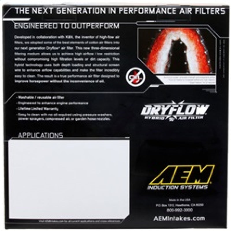 AEM 10 Dodge Ram 2500/3500 6.7L L6 DSL 11in L x 9.75in W x 6.5in H Replacement DryFlow Air Filter - DTX Performance