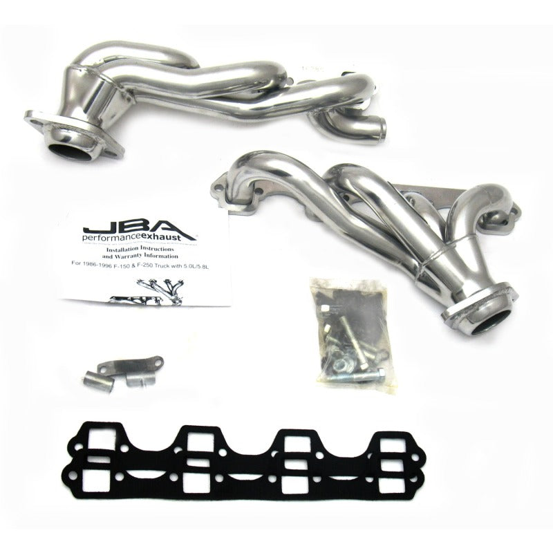 JBA 87-96 Ford F-150 5.8L SBF 1-5/8in Primary Silver Ctd Cat4Ward Header - DTX Performance