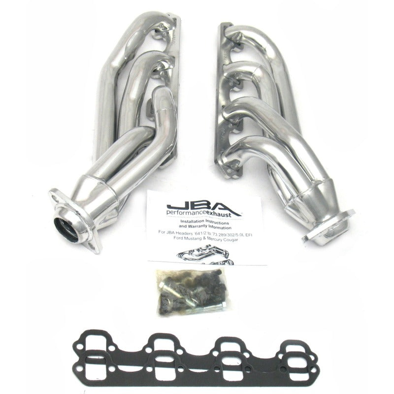 JBA 65-73 Ford Mustang 260-302 SBF 1-5/8in Primary Silver Ctd Mid Length Header - DTX Performance